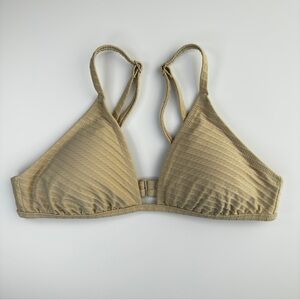 AERIE Jacquard Triangle Bikini Top M Sand Beige‎ Adjustable Straps Padded Swim